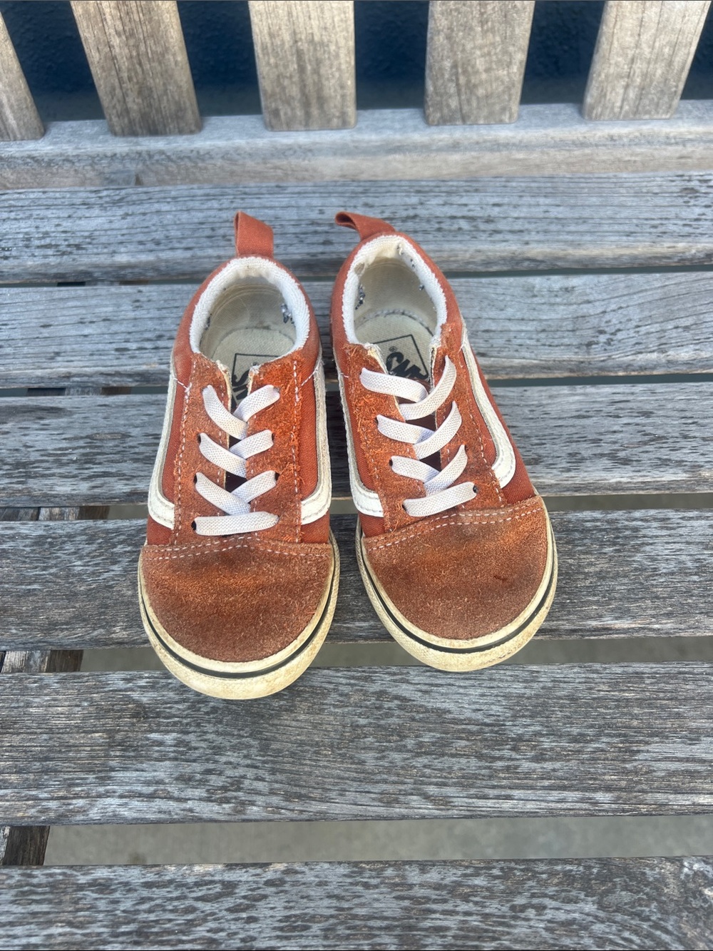 Vans Kids Suede Sneakers in Rust Orange with White Stripe